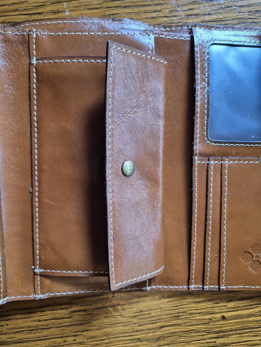 Patricia Nash Leather Crossbody Bag with Front Flap (Snaps) & Wallet Set - Brown